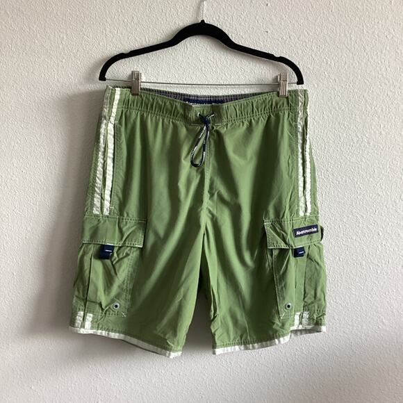 Vintage 90s Abercrombie & Fitch Y2K Cargo Shorts Swim Trunks Drawstring S Men’s - Picture 1 of 10